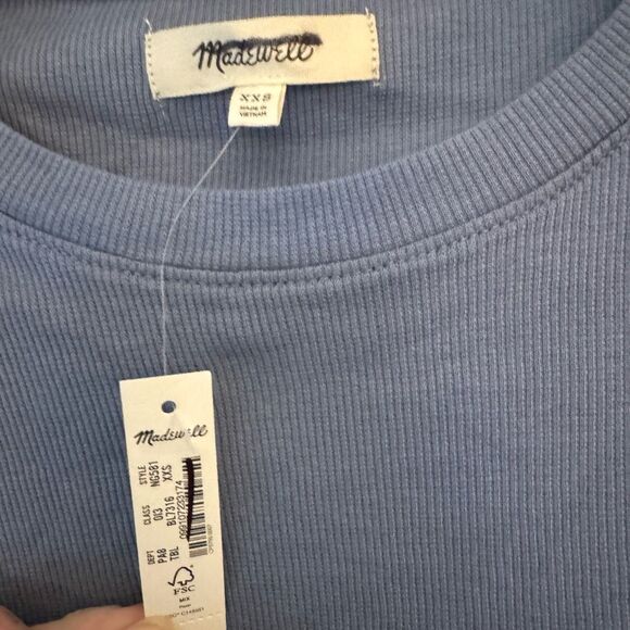 $45 Madewell Fine Ribbed Supercrop Crewneck Long-Sleeve Tee size Xxs m4 - Picture 5 of 6